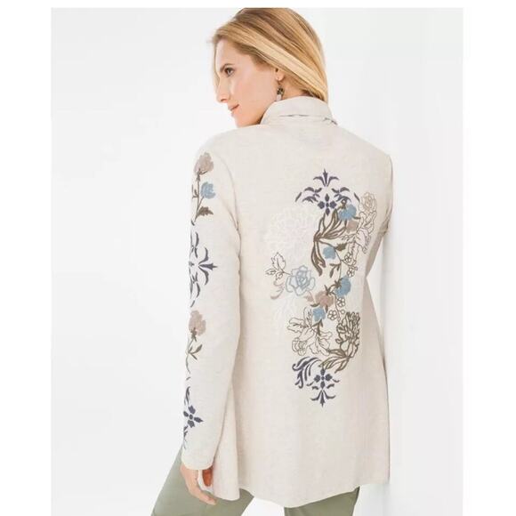 Zenergy by Chicos Floral Embroidered Open Front Cardigan, Sz. 2(L/12) - Picture 1 of 9